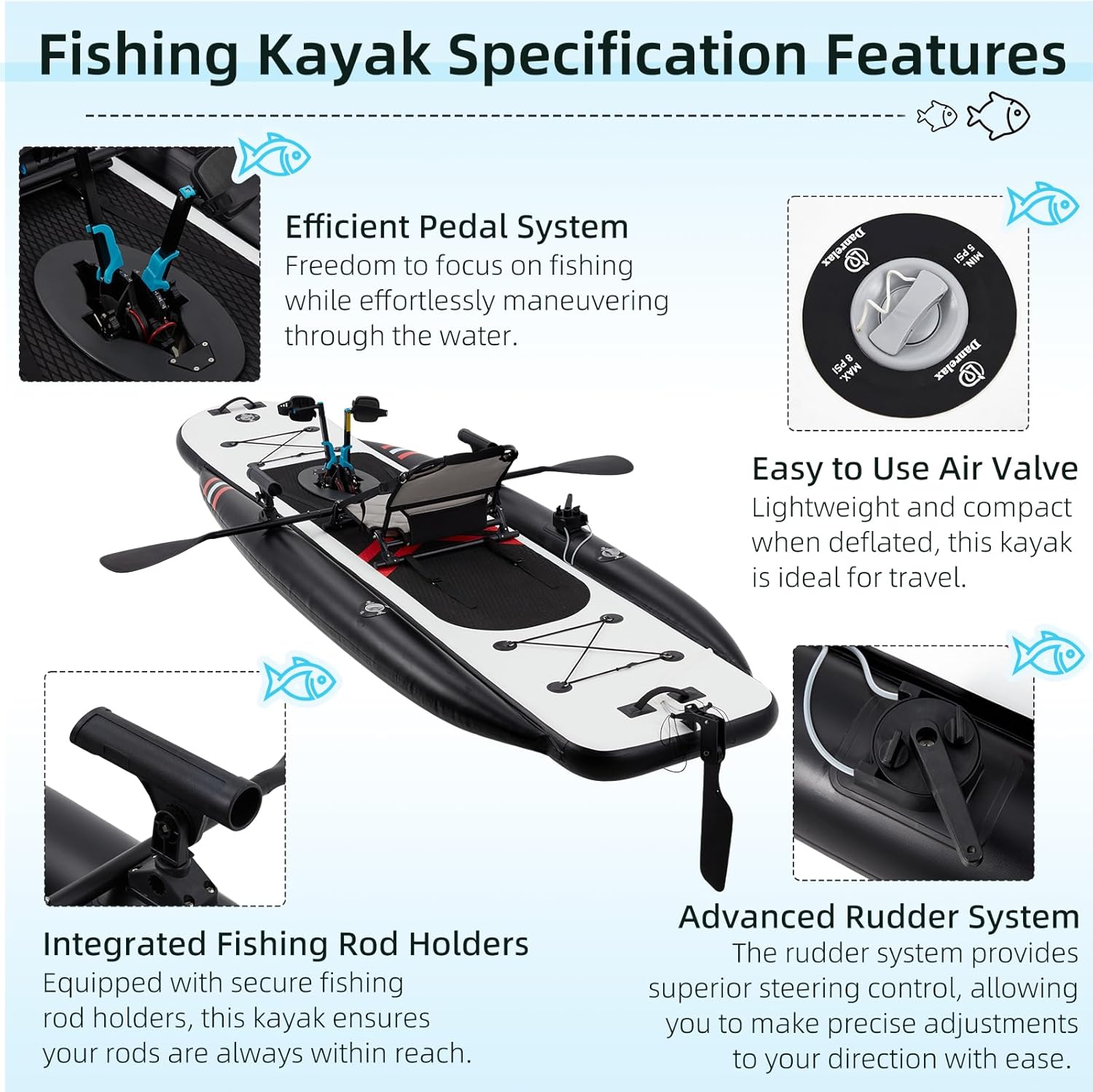 Caiaque Inflável Premium de PV - Fishing Kayak Pedal Drive avaliação e preço