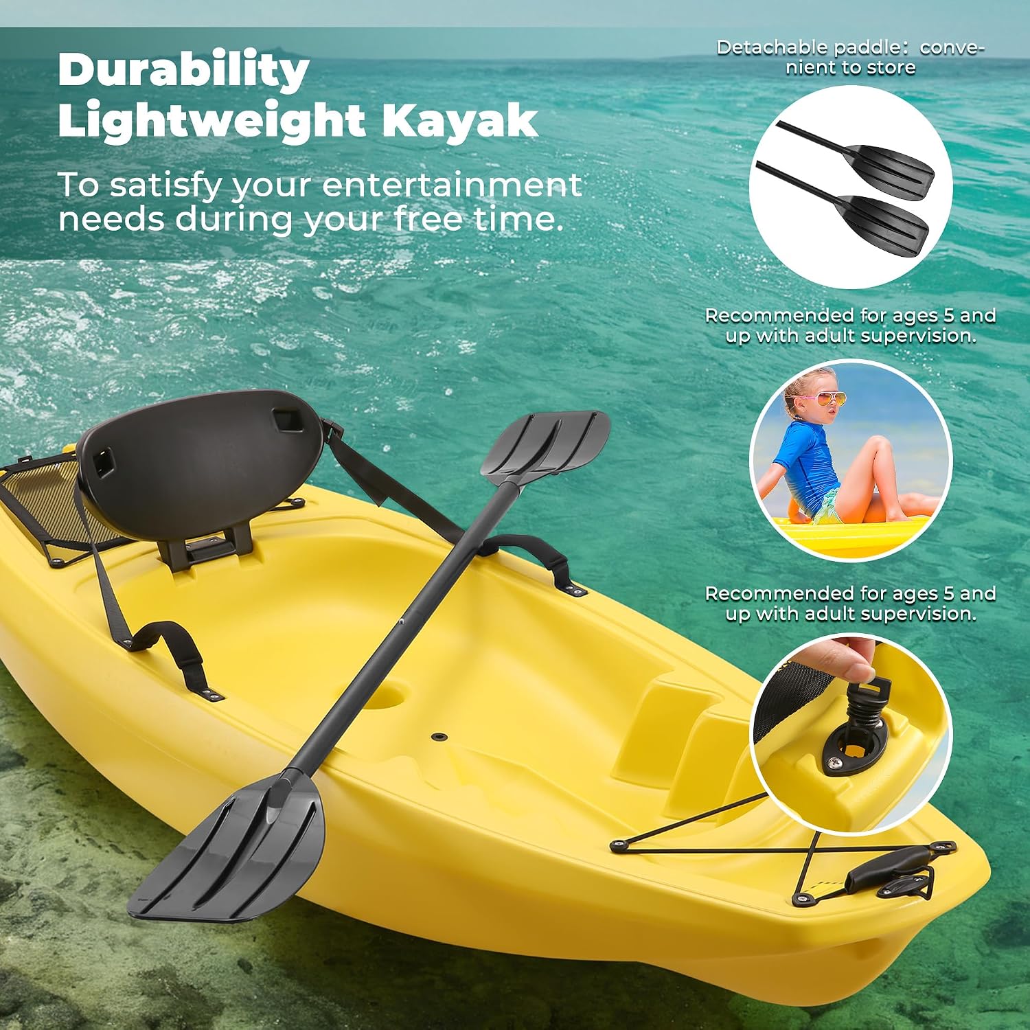 Caiaque com Remo de 6,5 Pés, B - Fishing Kayak Paddle avaliação e preço